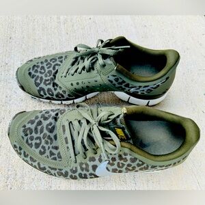Nike! Olive green leopard print